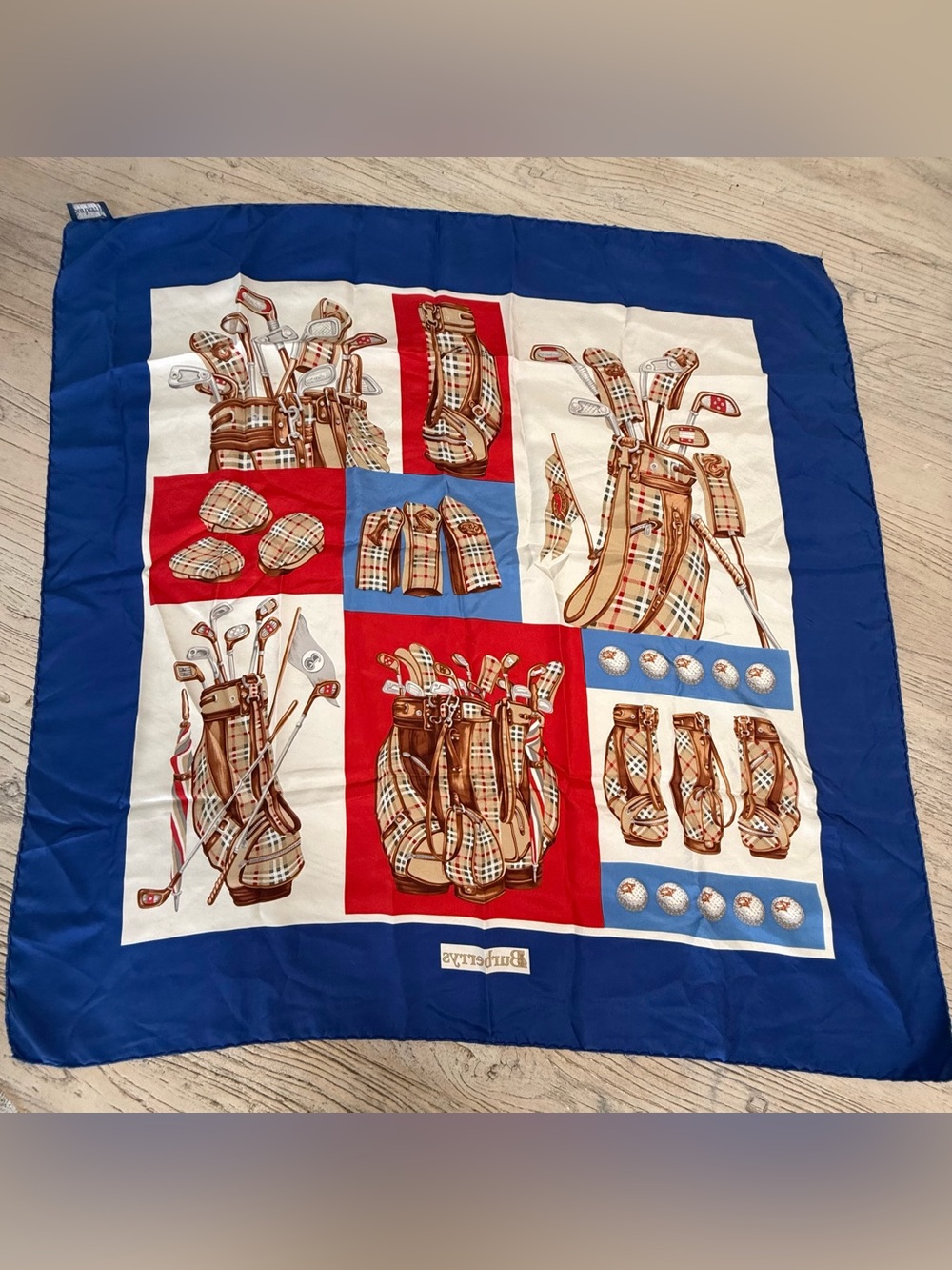 Vintage Burberry silk Golfer Motif Scarf - Picture 10 of 13